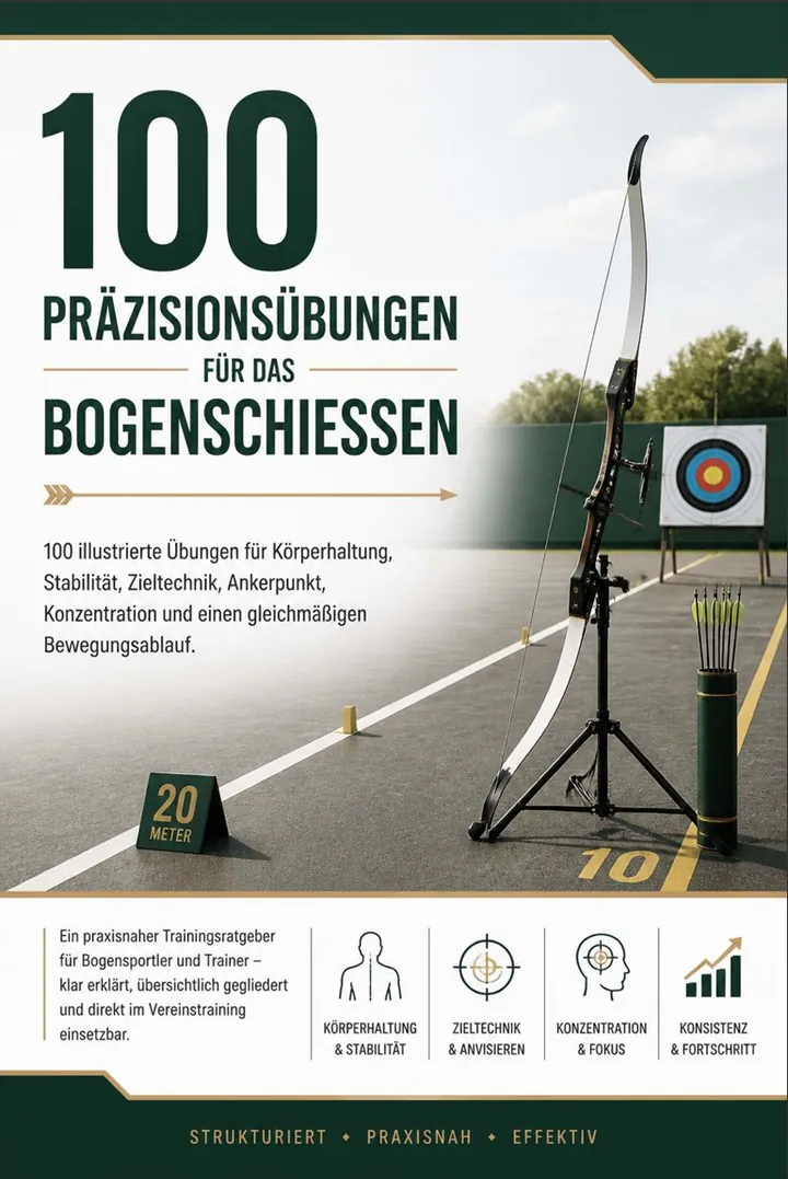 Seite des Ratgebers mit illustrierten Präzisionsübungen für das Bogenschießen 1